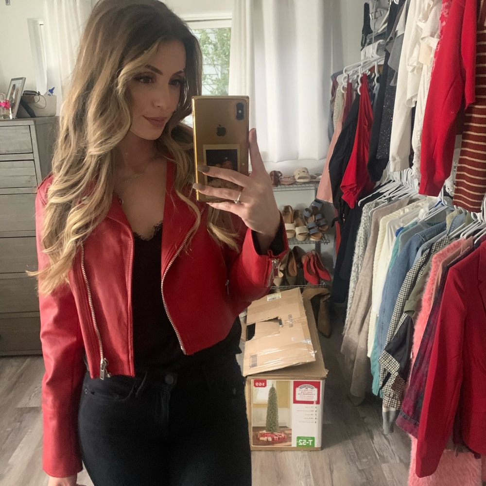 Red leather jacket